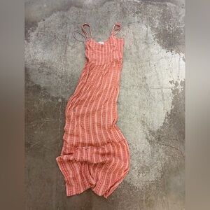 Sleeveless Striped Pink Maxi Dress